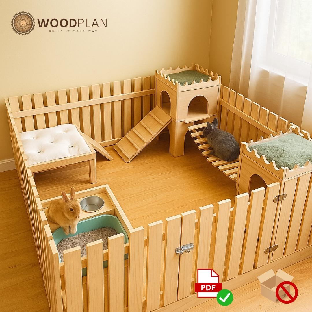 Bunny Playground Corner – DIY Rabbit Castle & Bridge | Indoor Bunny ...