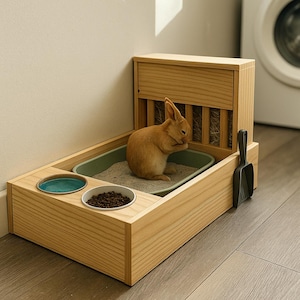 Rabbit Hutch Woodworking Plan: Litter Box, Hay Feeder & Bowls (Digital Download)