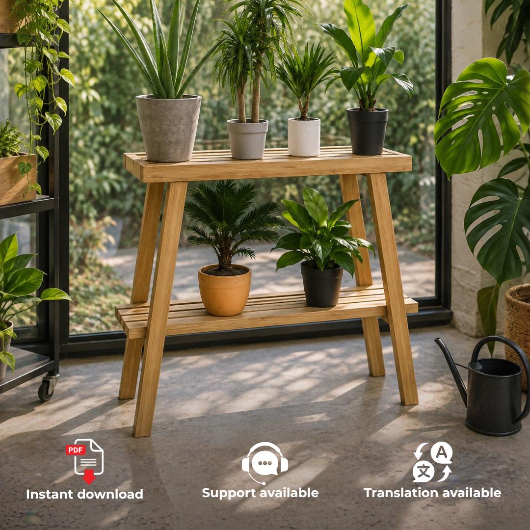 Two-tier Plant Stand Plan PDF | Scandi Style Indoor Garden Shelf