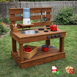 Kids Mud Kitchen Woodworking Plan – Printable DIY Outdoor Play Station image 5