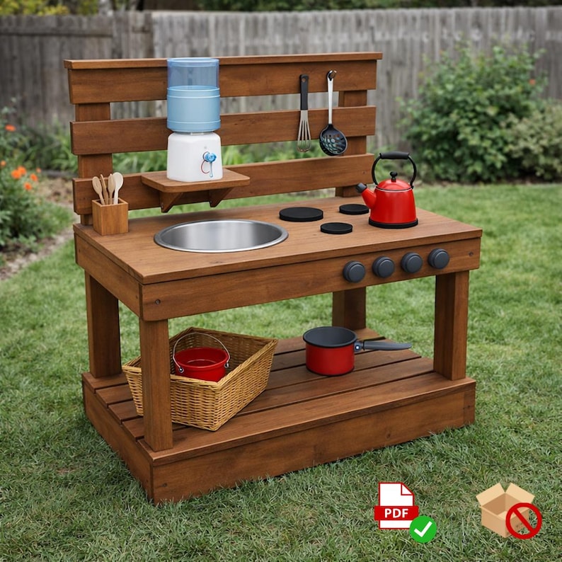Kids Mud Kitchen Woodworking Plan – Printable DIY Outdoor Play Station image 5
