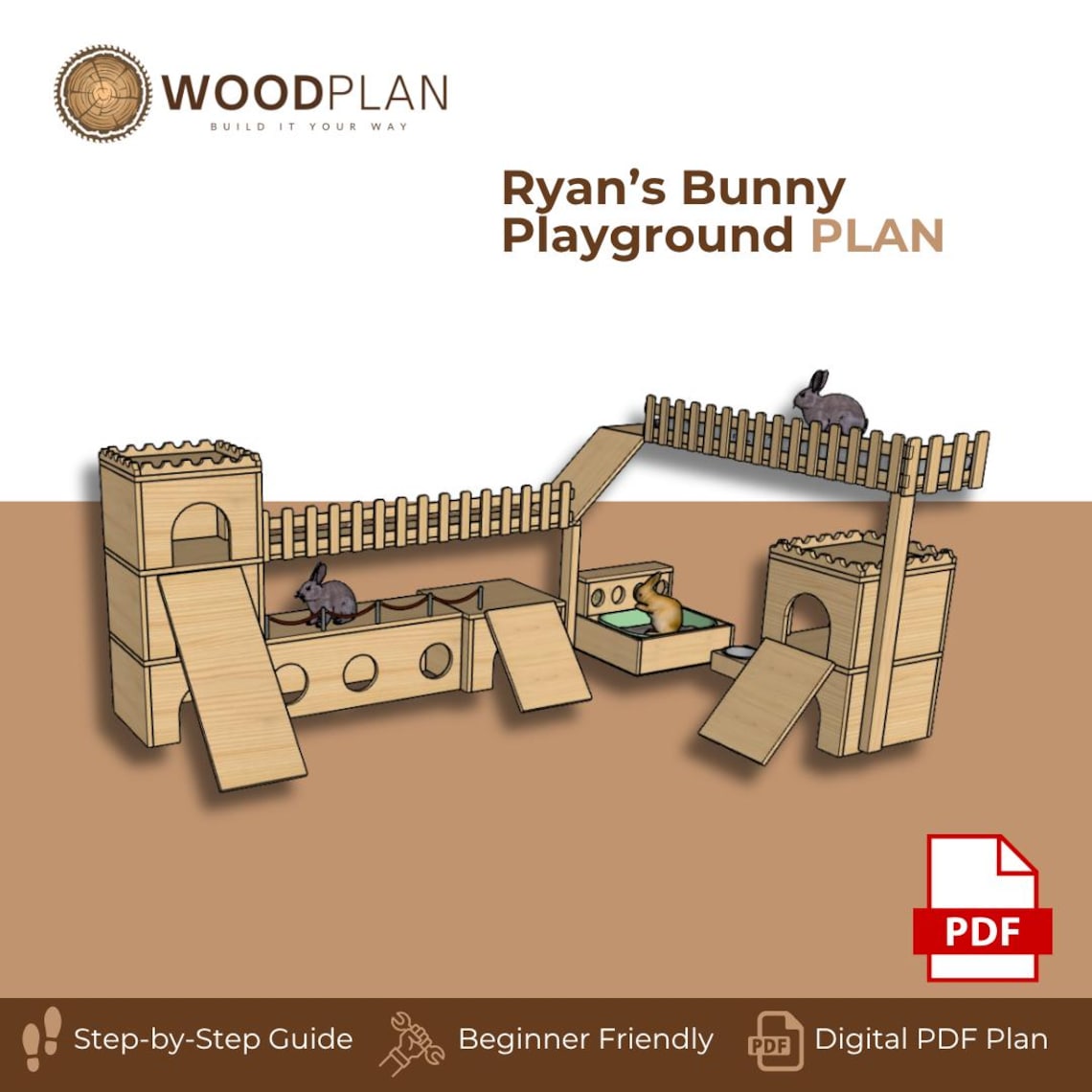 Bunny Playground Plan PDF | Castles, Tunnel Run, Window Perch + Rest ...