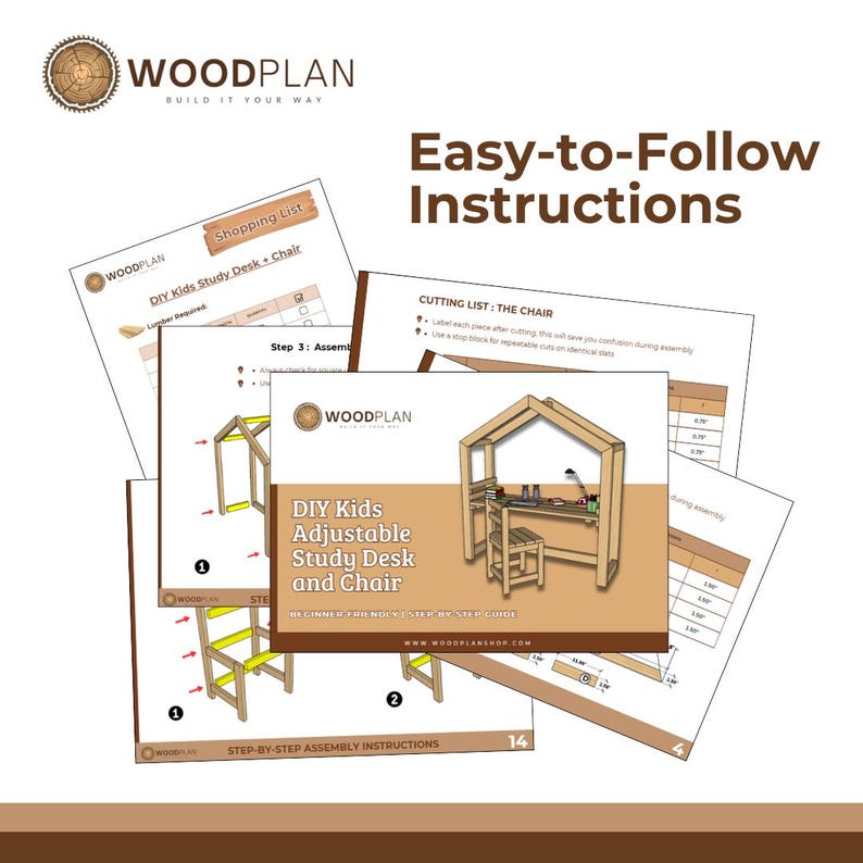 Kids Adjustable Study Desk and Chair Woodworking Plan (PDF Download - Etsy