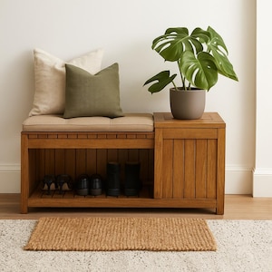 Gör-det-själv liten entrébänk med förvaring och sits | Träbearbetning PDF-PLAN