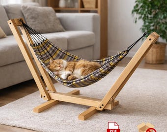 DIY Cat Hammock Stand Plan PDF | Boho Macrame Pet Bed Frame | woodworking plan