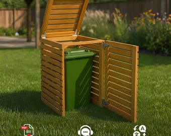 DIY Houtbewerkingsplan voor een opbergloods voor afvalcontainers – Plan voor een afvalcontainerbehuizing voor buiten