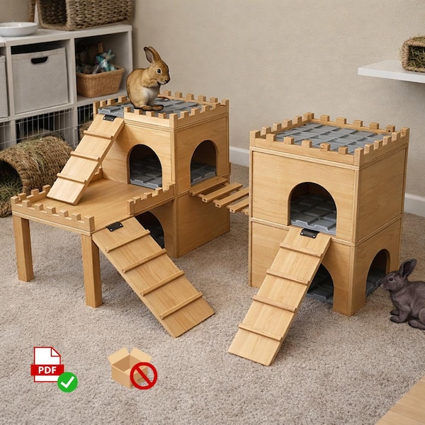 Rabbit Castle Plan PDF | DIY Bunny Fortress with Bridge