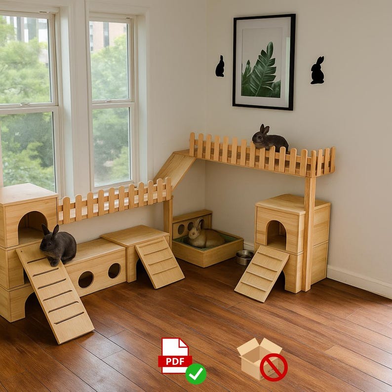 Bunny Playground Plan PDF | Castles, Tunnel Run, Window Perch + Rest ...