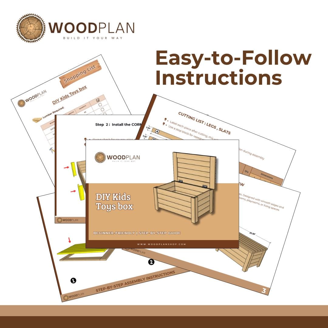 DIY Kids Toy Box Woodworking Plans: Beginner-friendly PDF (digital ...