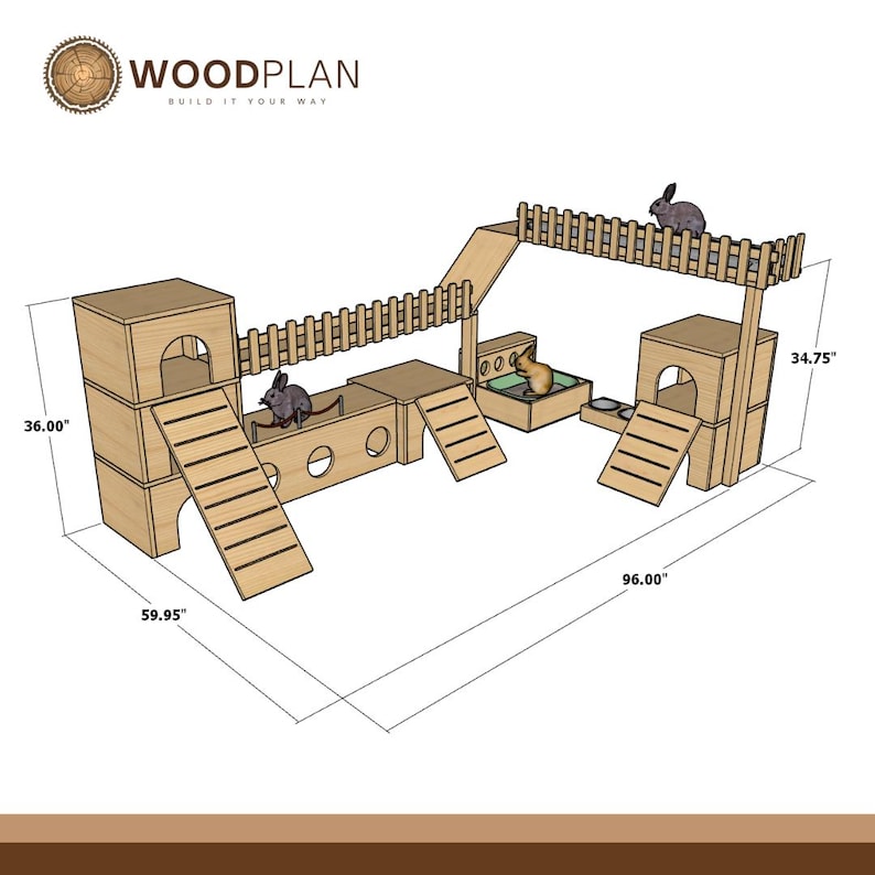 Bunny Playground Plan PDF | Castles, Tunnel Run, Window Perch + Rest ...