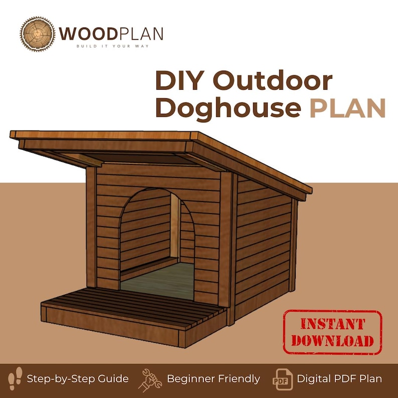 Easy DIY Dog House Plan | Outdoor Pet Shelter | Woodworking Project PDF