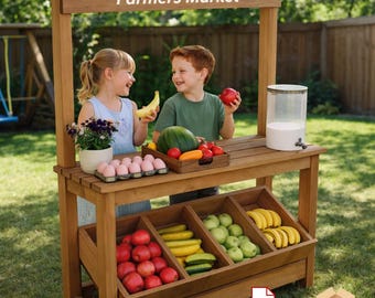Farmer’s Market Stand Woodworking Plan – DIY Digital PDF | Easy Outdoor Build for Kids