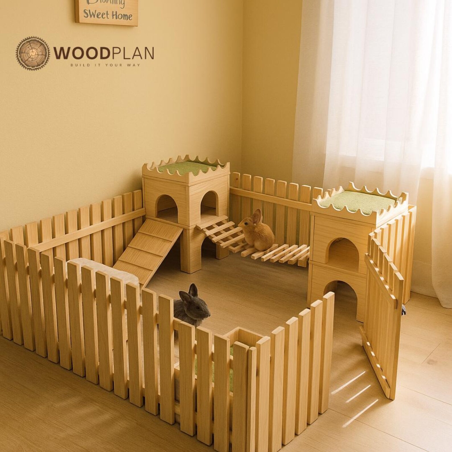 Bunny Playground Corner – DIY Rabbit Castle & Bridge | Indoor Bunny ...