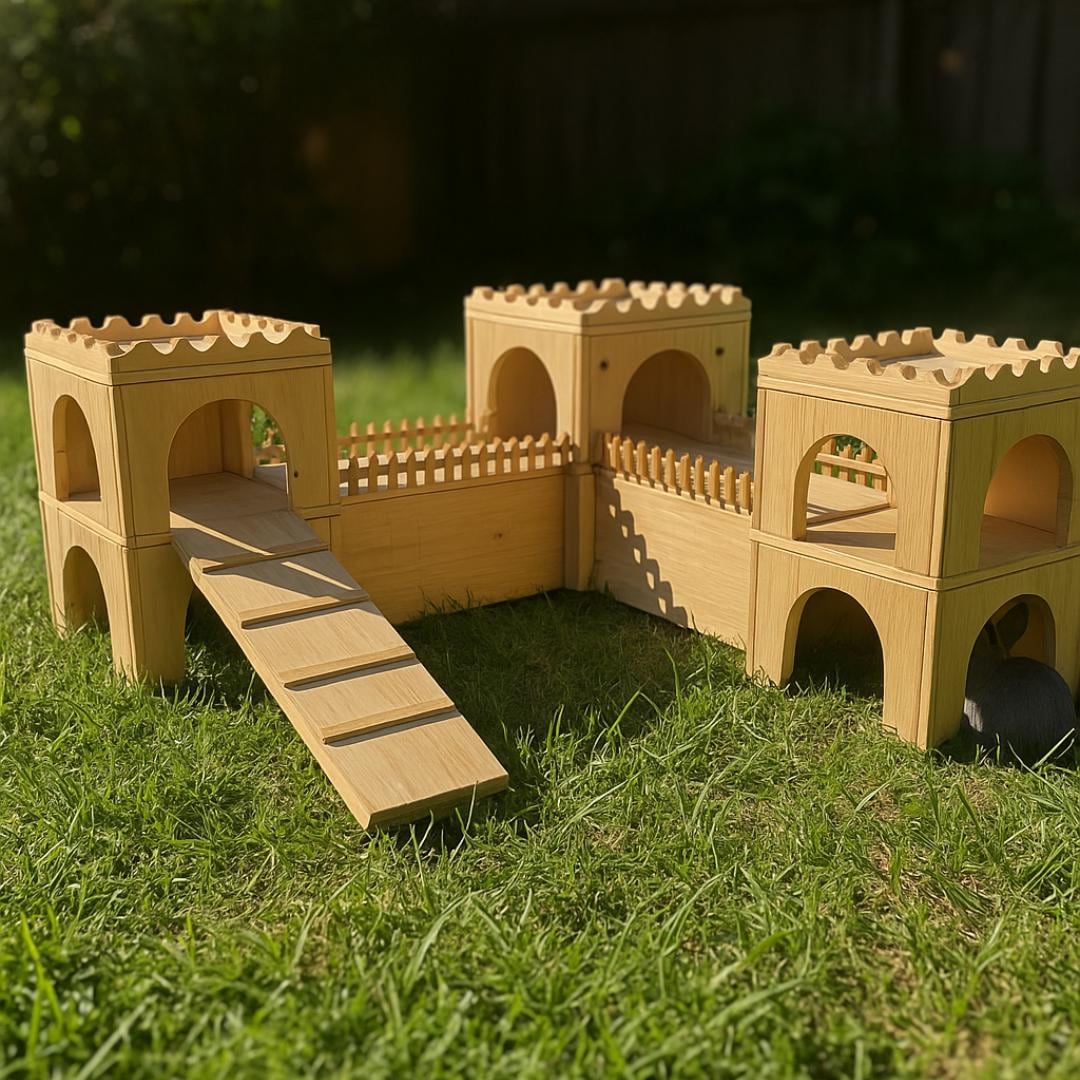 DIY Rabbit Castle Playground – Modular 3-tower Bunny Playhouse