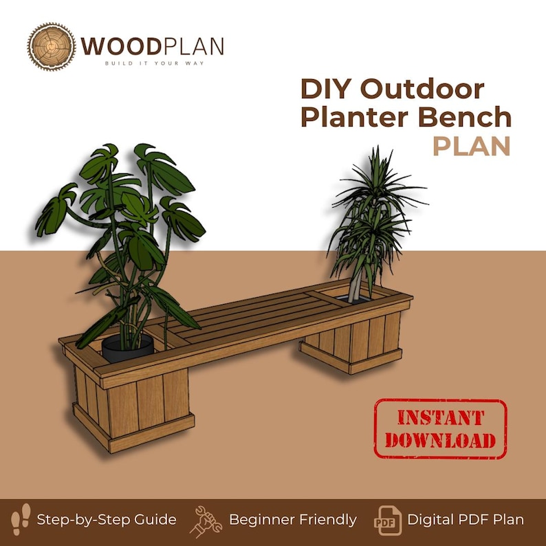 DIY Planter Bench Woodworking Plans: Garden Seat With Double Planters ...