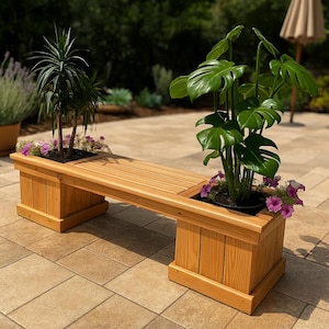 DIY Planter Bench Woodworking Plans: Garden Seat with Double Planters (PDF Download)
