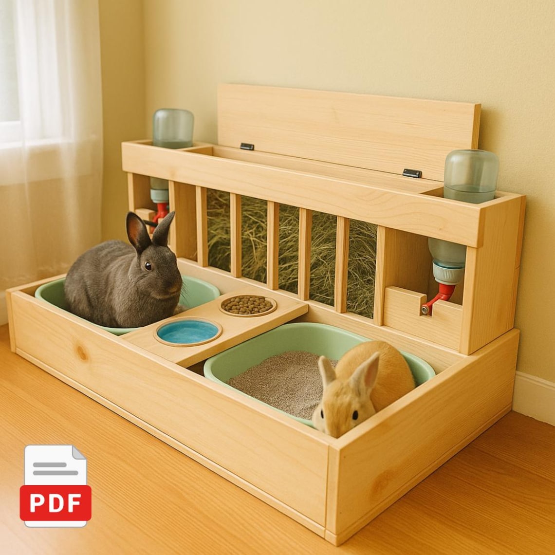 Inviting Litter Box For Rabbit DIY Rabbit Litter Box Station With Hay Feeder (PDF Plan Download) - Etsy