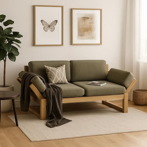 Planos en PDF para un sofá minimalista DIY / Cojín de asiento personalizable, funda extraíble, estructura moderna / Nivel principiante-intermedio