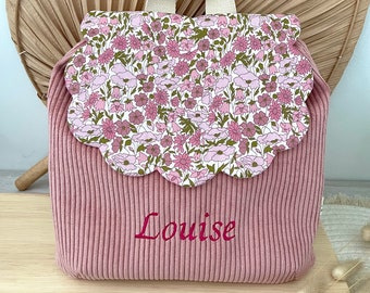 Personalized nursery bag Liberty Poppy pink backpack