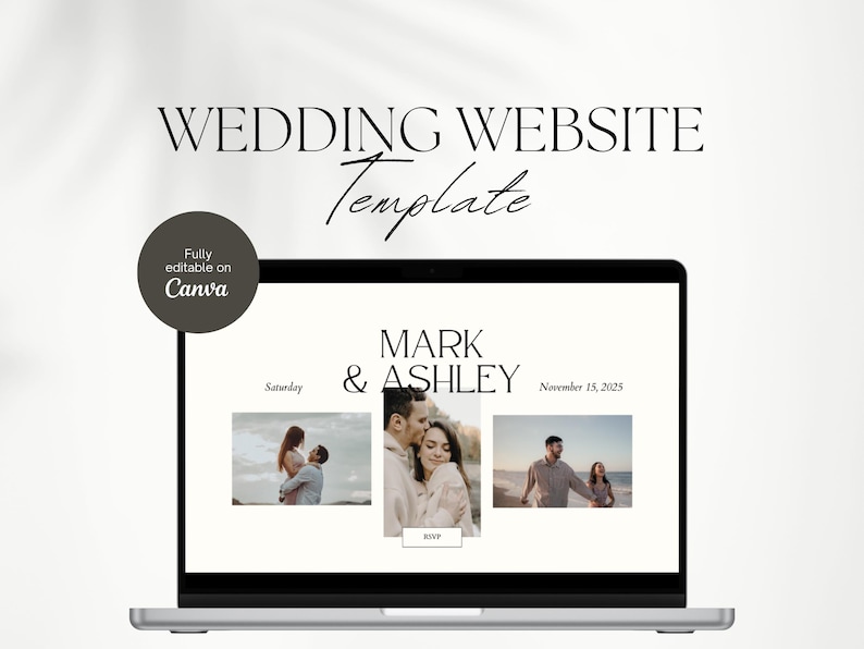 Canva Wedding Website Template, Aesthetic Wedding Website, Online RSVP