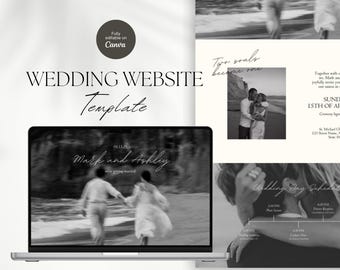 Minimalist Wedding Website Template, Aesthetic Wedding Website Canva, Online RSVP, Save The Date, Digital Wedding Invitation, Website Invite