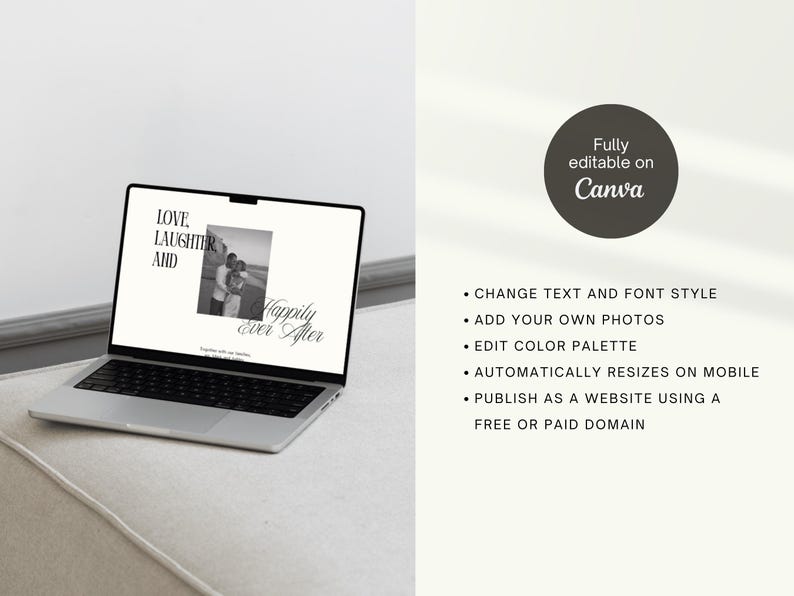 Elegant Wedding Website Template, Editable Online Wedding Invitation Canva Template, Old Money Wedding Aesthetic, Destination Wedding Invite