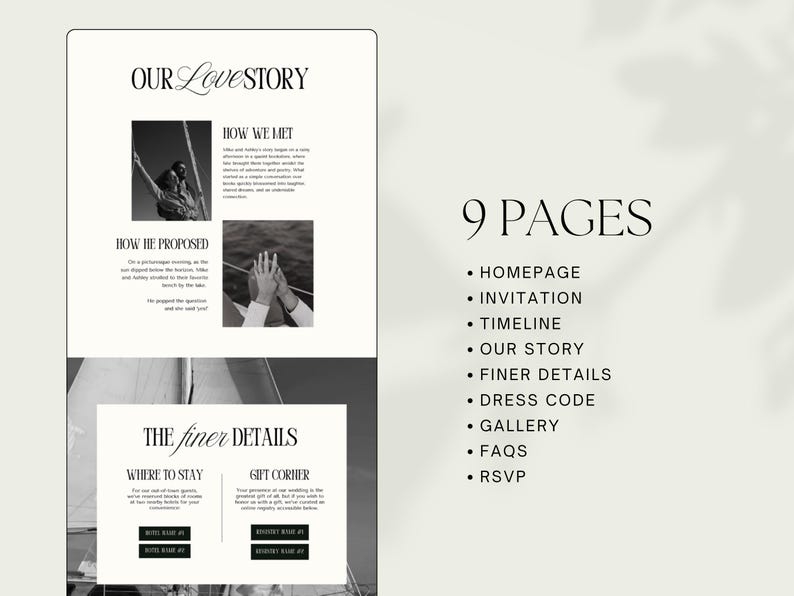 Elegant Wedding Website Template, Editable Online Wedding Invitation Canva Template, Old Money Wedding Aesthetic, Destination Wedding Invite