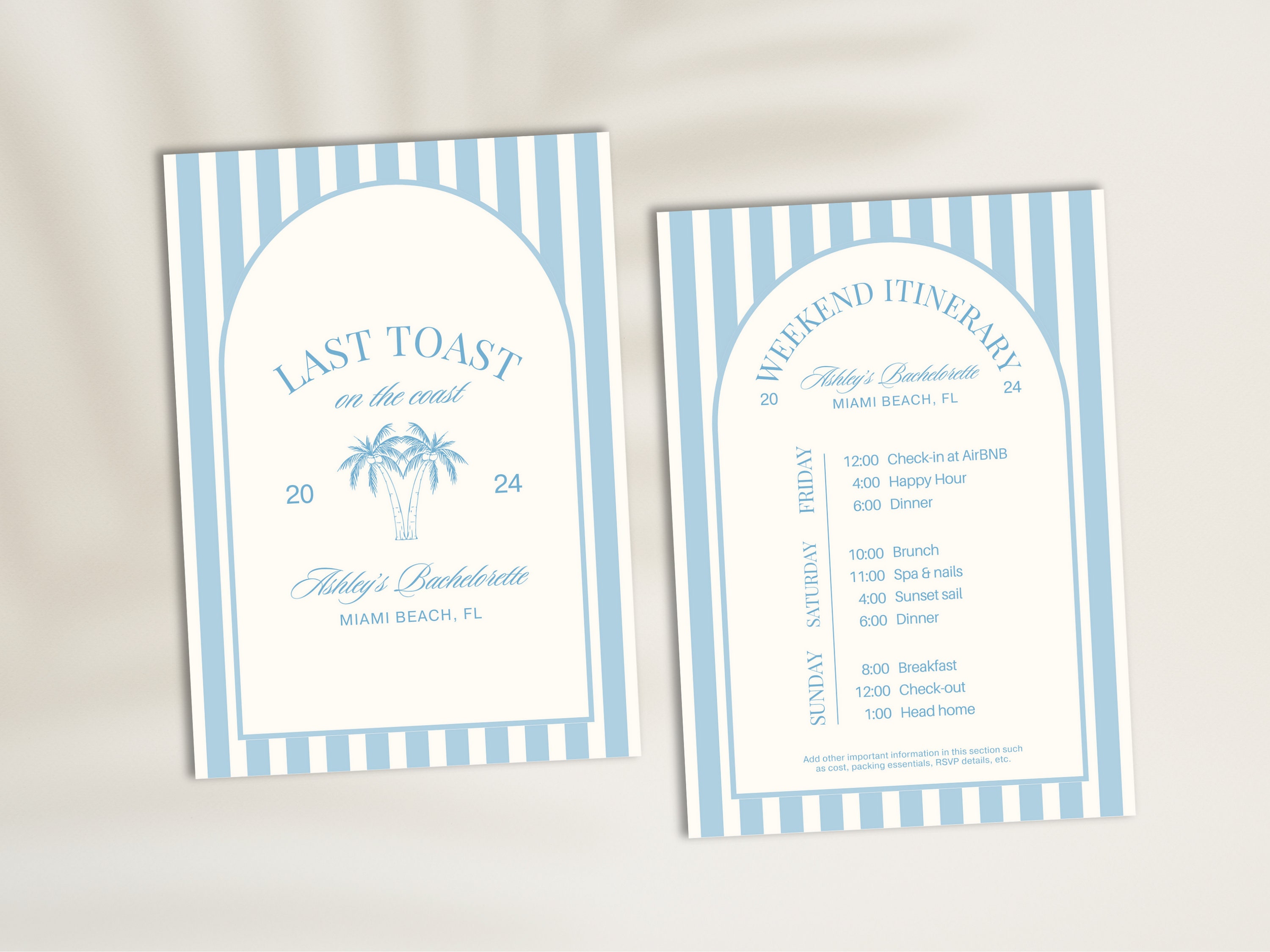 Coastal Bachelorette Invitation and Itinerary Template, Beach ...