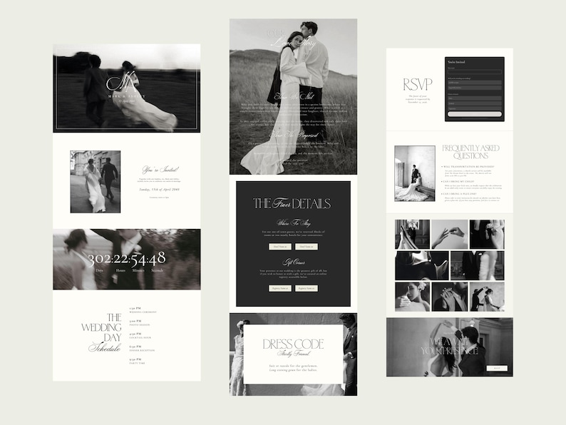 Elegant Wedding Website Template, Editable Canva Invitation (Digital Download) image 2