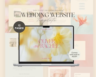 Spring Themed Wedding Website Template, Editable Canva Invitation (Digital Download)