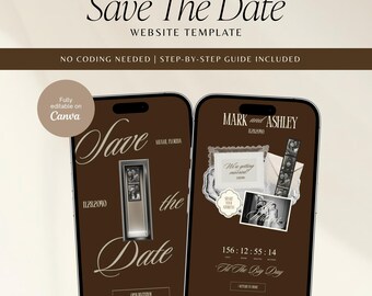 Digital Save the Date Template, Photobooth Save The Date Website Template, Vintage Wedding Aesthetic