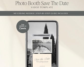 Digital Save the Date Template, Photobooth Save The Date, Photo Booth Strip Save the Date Mobile Electronic Invite Video Template