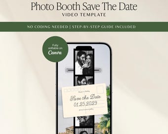 Digital Save the Date Template, Photobooth Save The Date, Photo Booth Strip Save the Date Mobile Electronic Invite Video Template