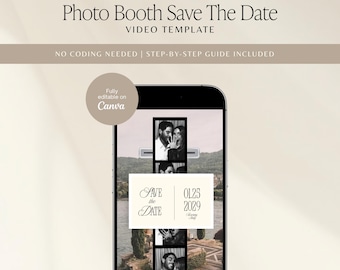 Digital Save the Date Template, Photobooth Save The Date, Photo Booth Strip Save the Date Mobile Electronic Invite Video Template