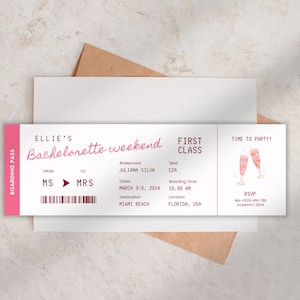 Modèle modifiable de carte d'embarquement EVJF - Design personnalisable de billet d'avion - Invitation week-end EVJF - modèle DIY de carte d'embarquement