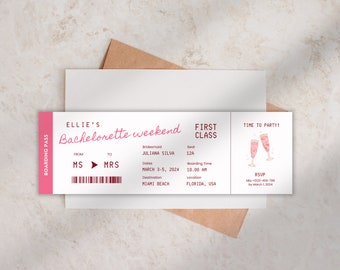 Editable Bachelorette Boarding Pass Template - Customizable Airline Ticket Design - Bachelorette Weekend Invite - DIY Boarding Pass Template