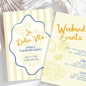 Modèle d'itinéraire EVJF La Dolce Vita, Invitation week-end EVJF sur la côte italienne, soirée That's Amore Bach, Last Spritz Hen Do