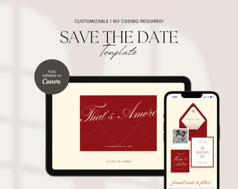 Digital Save the Date Template, Digital Wedding Website RSVP Template, Wedding E-Invite, Old Money Aesthetic Wedding, Editable Template