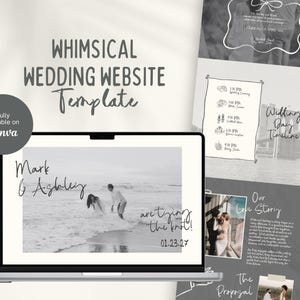 Whimsical Wedding Website Canva Template, Wedding Timeline of Events, Online Wedding Invitation, Minimalist Website Template, Save the Date