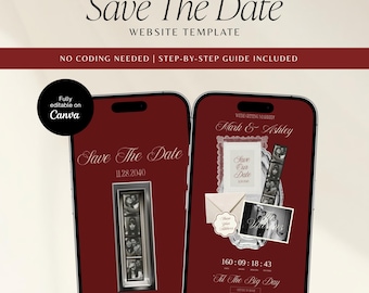 Digital Save the Date Template, Photobooth Save The Date Website Template