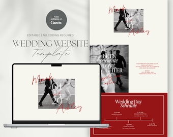 Minimalist Wedding Website Template, Online RSVP, Canva Editable (Digital Download)