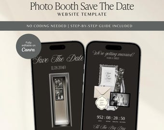 Digital Save the Date Template, Photobooth Save The Date Website Template, Photo Booth Strip Save the Date Mobile Electronic Invite Template