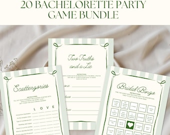 Junggesellinnenabschied Spiele-Bundle: 20 druckbare Brautparty Spiele (PDF-Download 5x7-Zoll-Canva-Vorlage)
