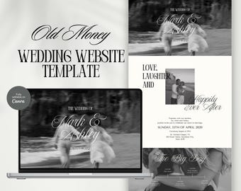 Elegant Wedding Website Template, Editable Online Wedding Invitation Canva Template, Old Money Wedding Aesthetic, Destination Wedding Invite