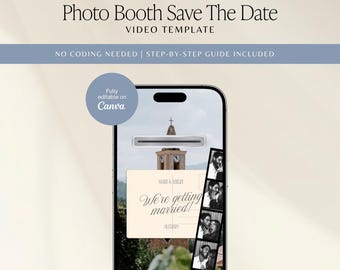 Digital Save the Date Template, Photobooth Save The Date, Photo Booth Strip Save the Date Mobile Electronic Invite Video Template