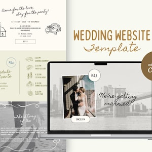 Canva Wedding Website Template, Digital Invitation, Wedding Timeline of Events, Online RSVP, Minimalist Website Template, Save the Date