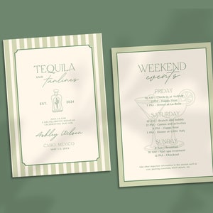 Mexico Bachelorette Itinerary Template, Margs and Matrimony Bachelorette Weekend Itinerary, Final Fiesta Bachelorette Invitation Template