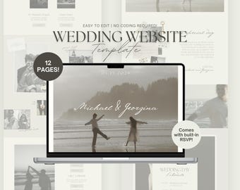 Elegant Wedding Website Template, Editable Canva Invitation (Digital Download)