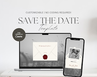 Digital Save the Date Template, Digital Wedding Website RSVP Template, Wedding E-Invite, Old Money Aesthetic Wedding, Editable Template