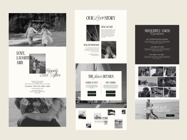 Elegant Wedding Website Template, Editable Online Wedding Invitation Canva Template, Old Money Wedding Aesthetic, Destination Wedding Invite